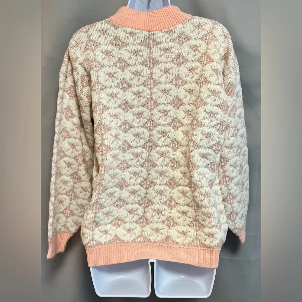 Vintage 90s Private Eyes Sweater Roses Sz 6 Y2K Made USA‎ Pink Silver Coquette